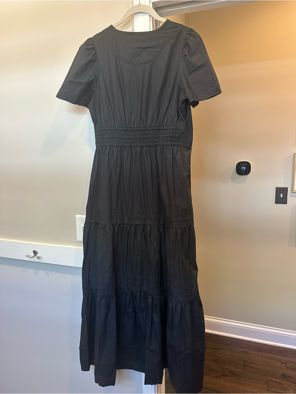 Quince 100% European cotton Black Smocked Waist Tiered Maxi Dress - Picture 5 of 7
